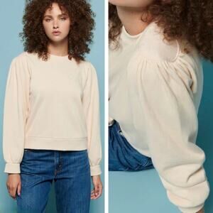 Nation Ltd Carole Ecru Pin-Tuck Fleece Sweatshirt Size L